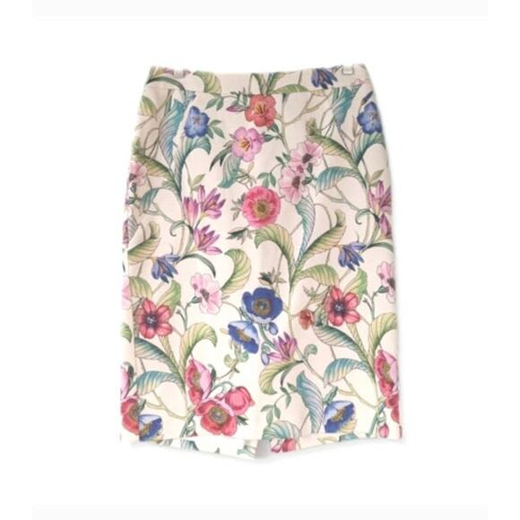 Ann Taylor Pencil Skirt Women's Size 2P Colorful Floral Tweed Below Knee Lined - Picture 2 of 6